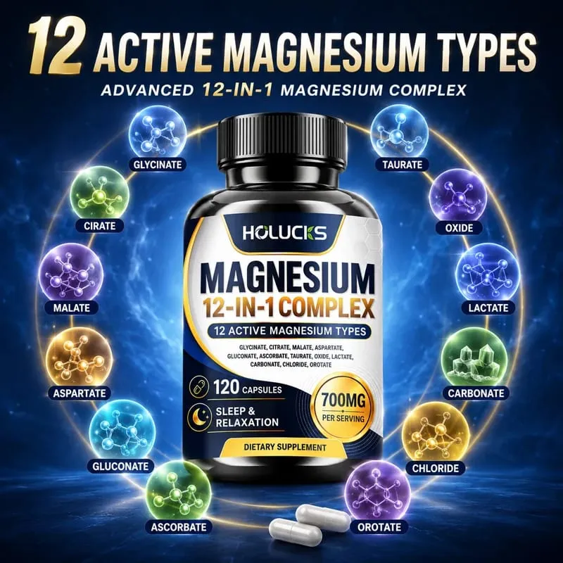 Magnesium Complex 700mg 12 in 1 Supplement Support Heart & Bone Health Aid Relaxation Improve Muscle Strength Boost Immune