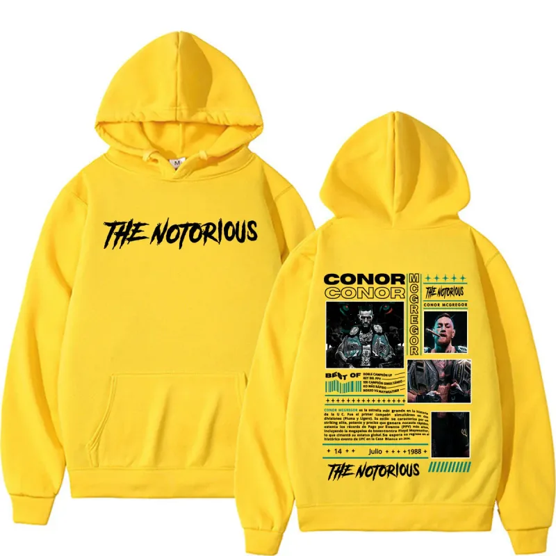 The Notorious Conor McGregor Merch Hoodie Men's Clothing Retro 90s High Street Sweatshirts Casual Fleece Bodywarmer Hoodies Coat