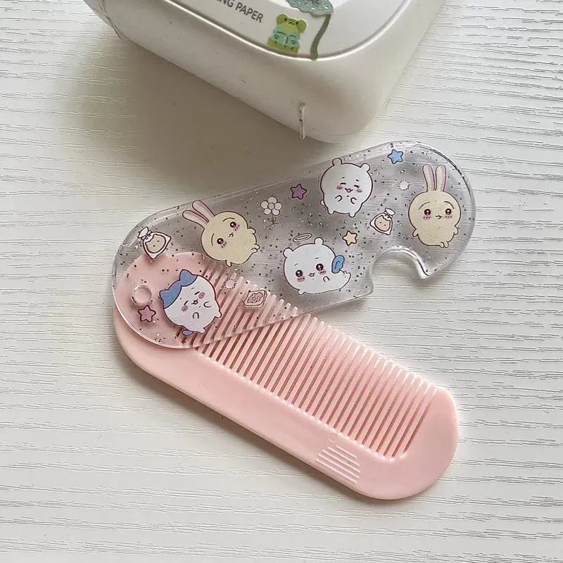 Mới Yiji Hoạt Hình Gấp Lược Nhỏ Di Động Bỏ Túi Trang Điểm USAGI うさぎ ハチワレ Hachiware Mini Dễ Thương Lược Nổ Lược Quà Tặng