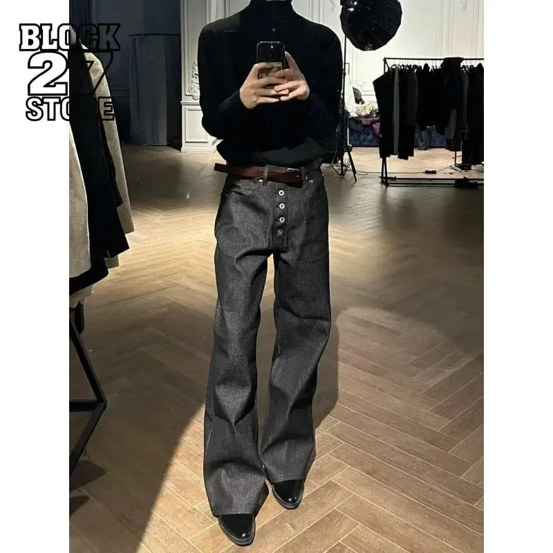 Mens Jeans Harajuku Summer Hong Kong Style Letter Print Denim Pants Hip Hop Ins High Street Trendy Loose Cool Fashion Trousers