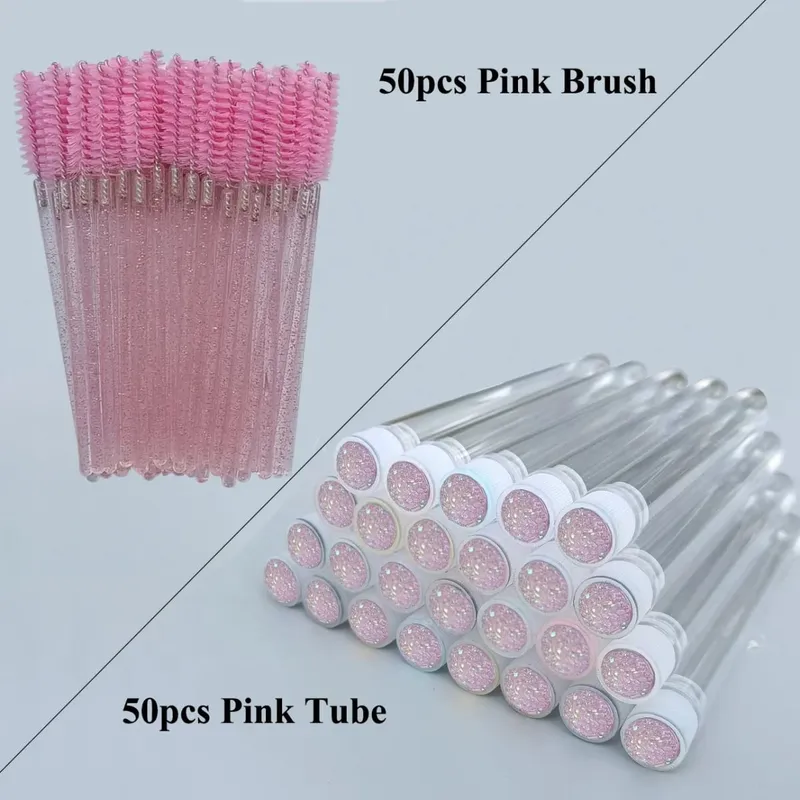 50pcs Reusable Eyelashes Brush Tube for Eyelash Extension Disposable Mascara Wands Eyebrow Brush Applicator EyeLash Brushes