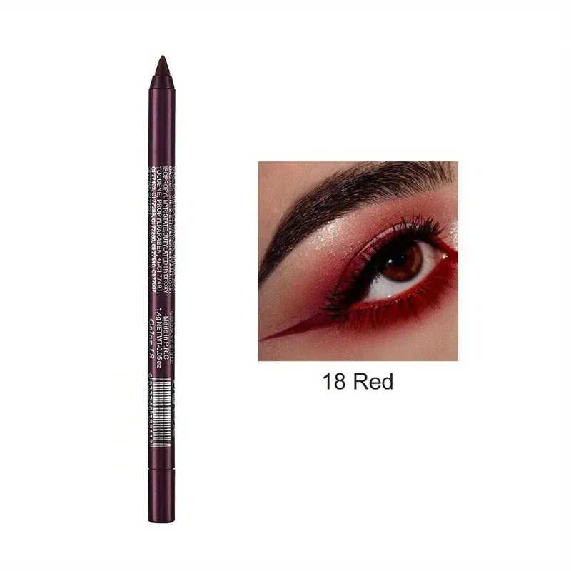 17 Farben Perlglanz-Eyeliner-Stift, bunt, wasserdicht, langlebig, matt, glatt, leicht zu tragen, Lidschatten, Eyeliner-Stift, Augen-Make-up