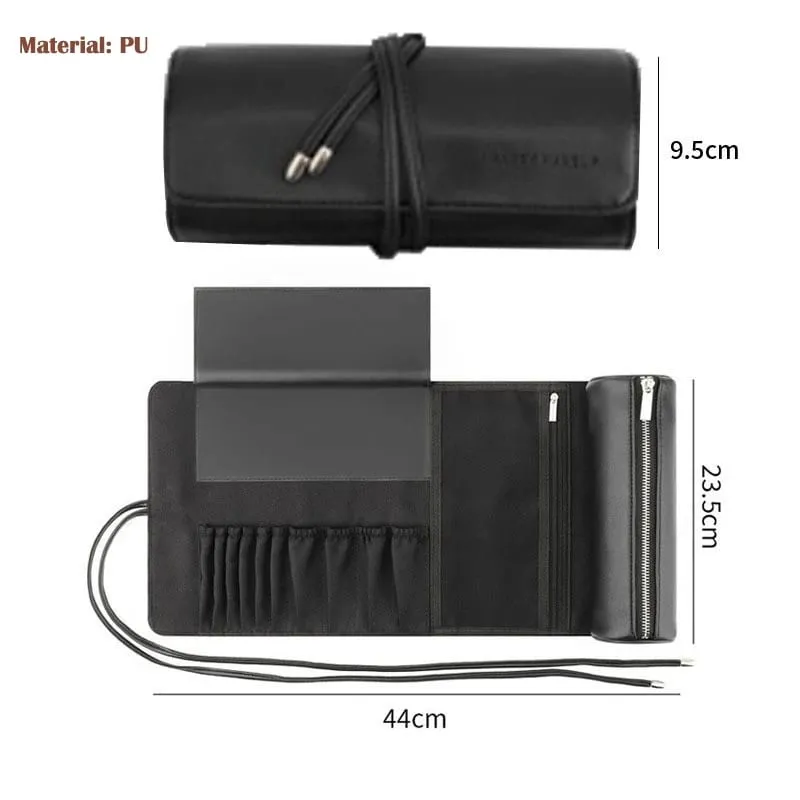High Quality 14/23/29 Holes PU Cosmetic Makeup Brushes Pouch Portable Black Waterproof Oxford Beauty Brush Bag Organizer