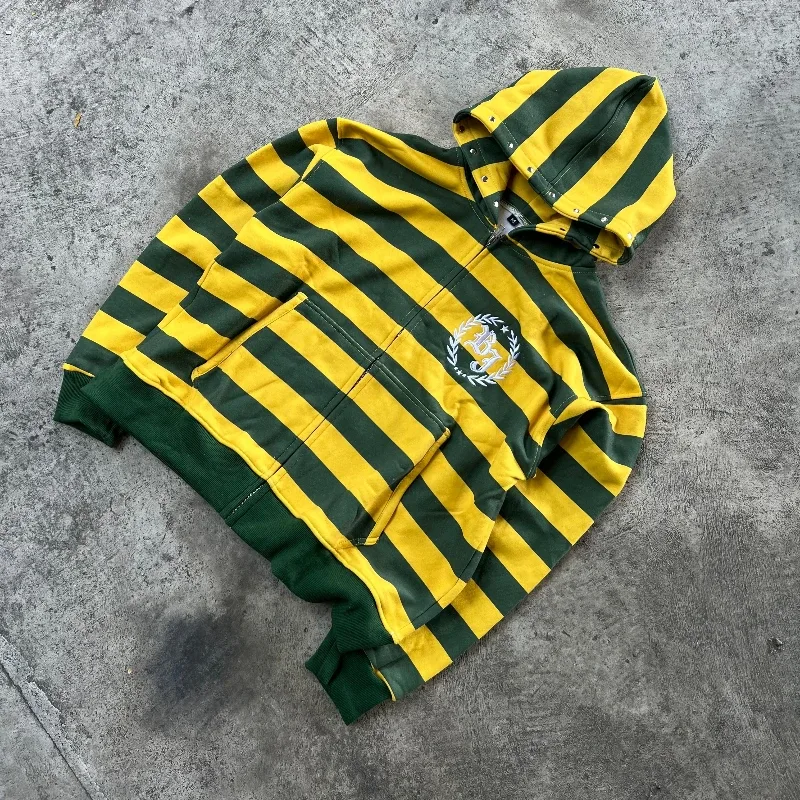 Y2K Street Kid Zip Up Hoodie Stripe Rivet Embroidery Pattern Sweatshirt New Men Hip Hop Fashion Streetwear Unisex Boxy Clothing — image 4