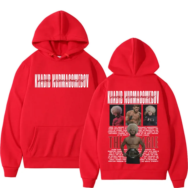 Khabib Nurmagomedov THE EAGLE Merch Sweatshirt Vêtements pour hommes Harajuku Classique Sweats à capuche surdimensionnés Polaire Sweat à capuche confortable de haute qualité — image 11