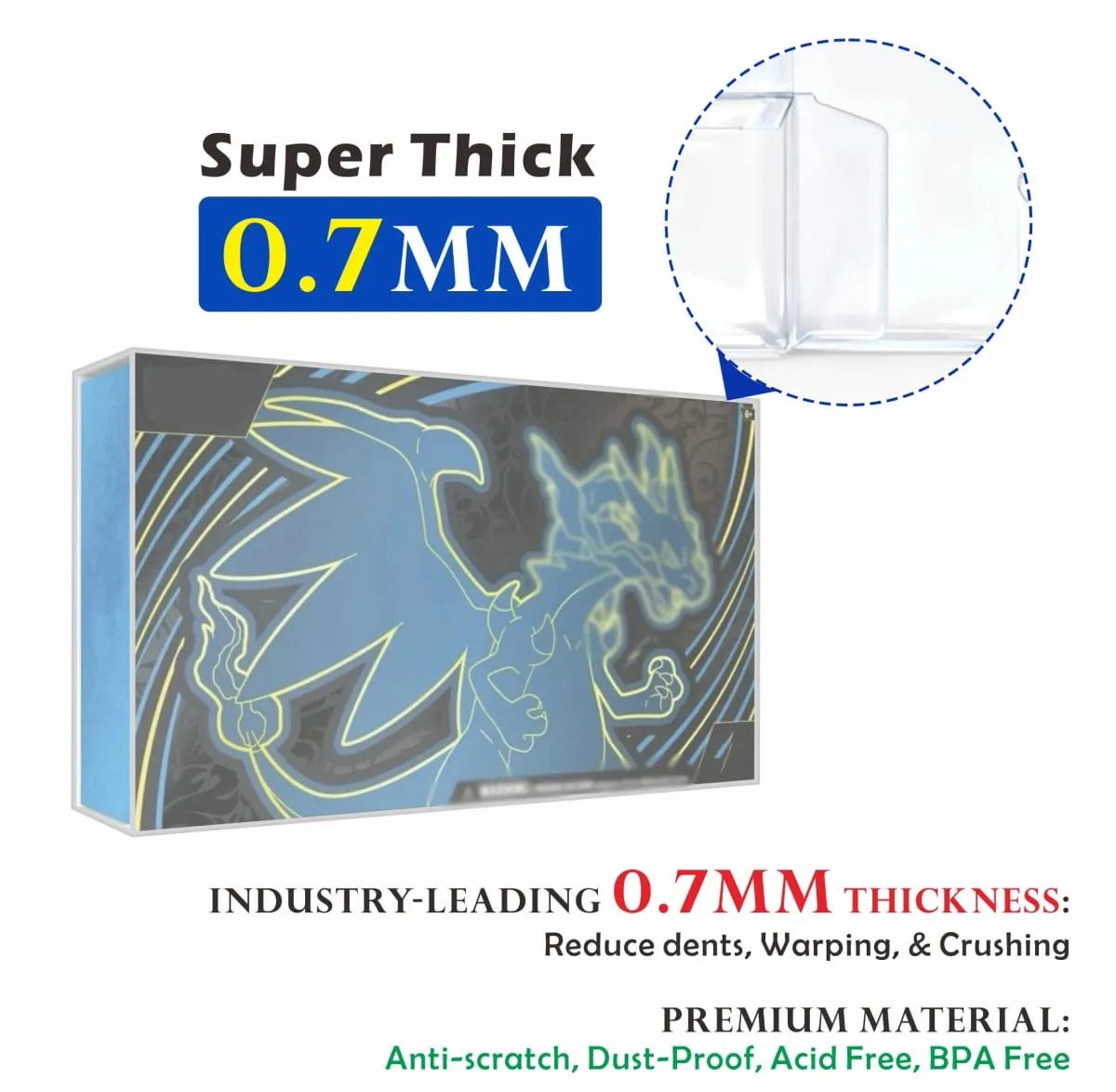2PCS Clear Plastic Protector Case Super Thick 0.7mm For Mega Charizard EX UPC / 151UPC Box — image 4