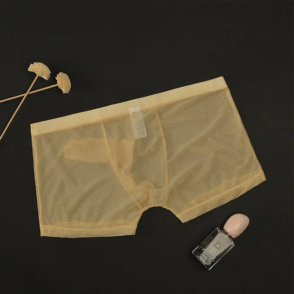 섹시한 남자 메쉬 투명 경량 속옷 통기성 복서 팬티 팬티를 통해 볼 총알 분리 남성 복서 팬티 — image 8