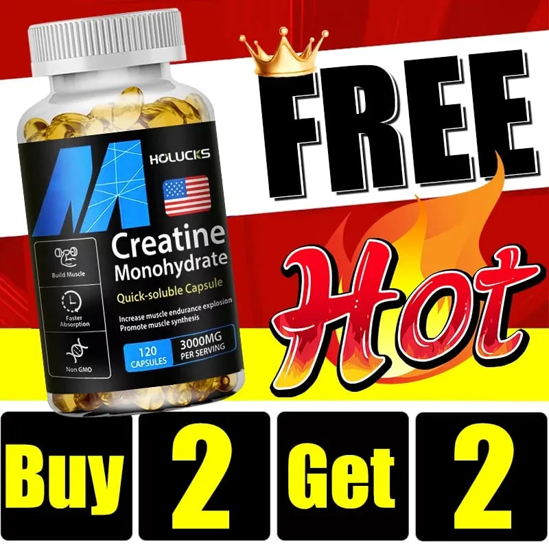 Buy 2 Get 2 Free! Pure Creatine Monohydrate Capsules Support Muscle Growth Strength & Performance Enhances Cognitive Function