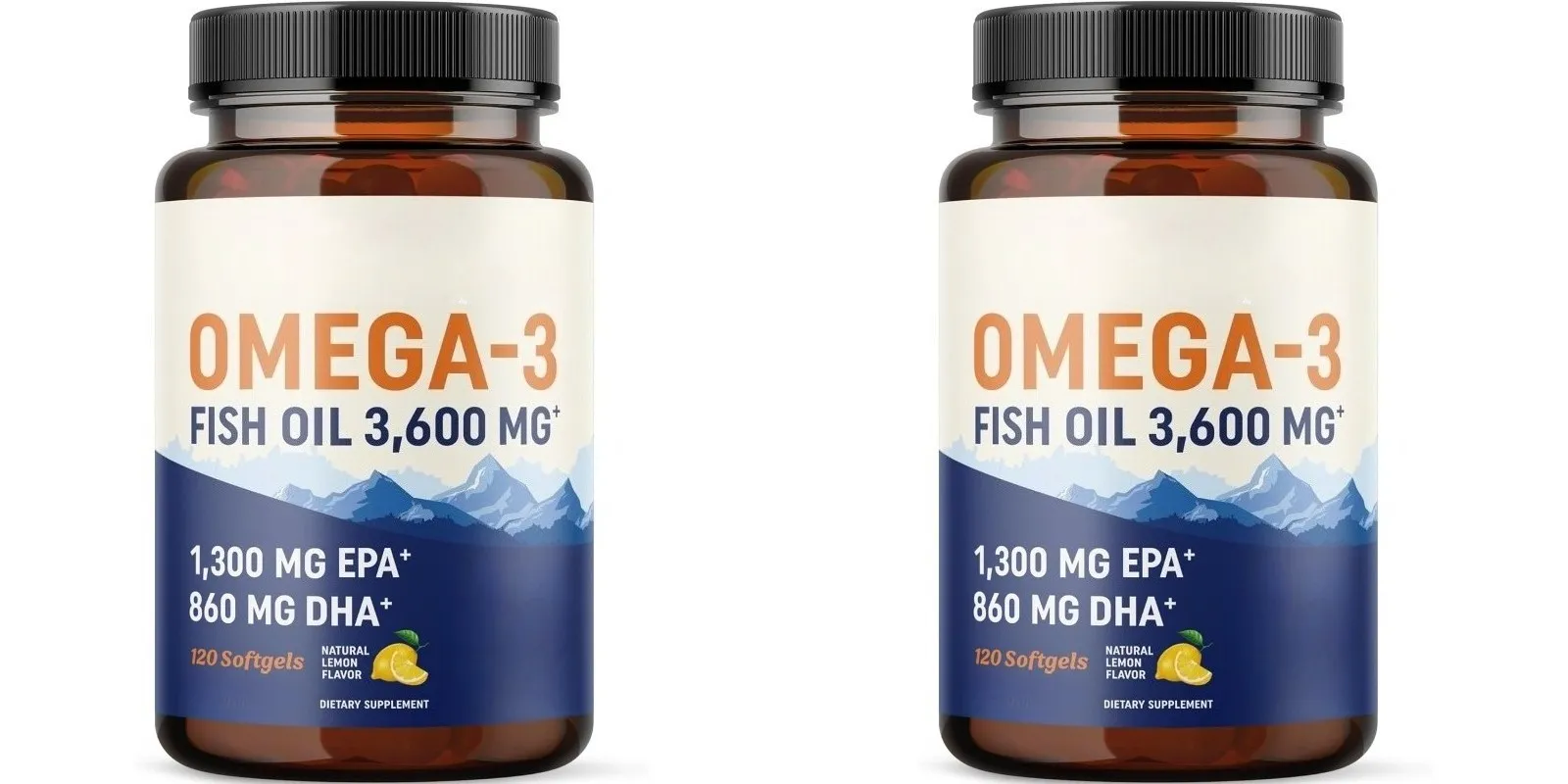 Omega-3 Fish Oil 3600mg EPA DHA 120 Softgels Non-GMO Dietary Supplement Supports Heart Brain Eye Joint Health Immune System