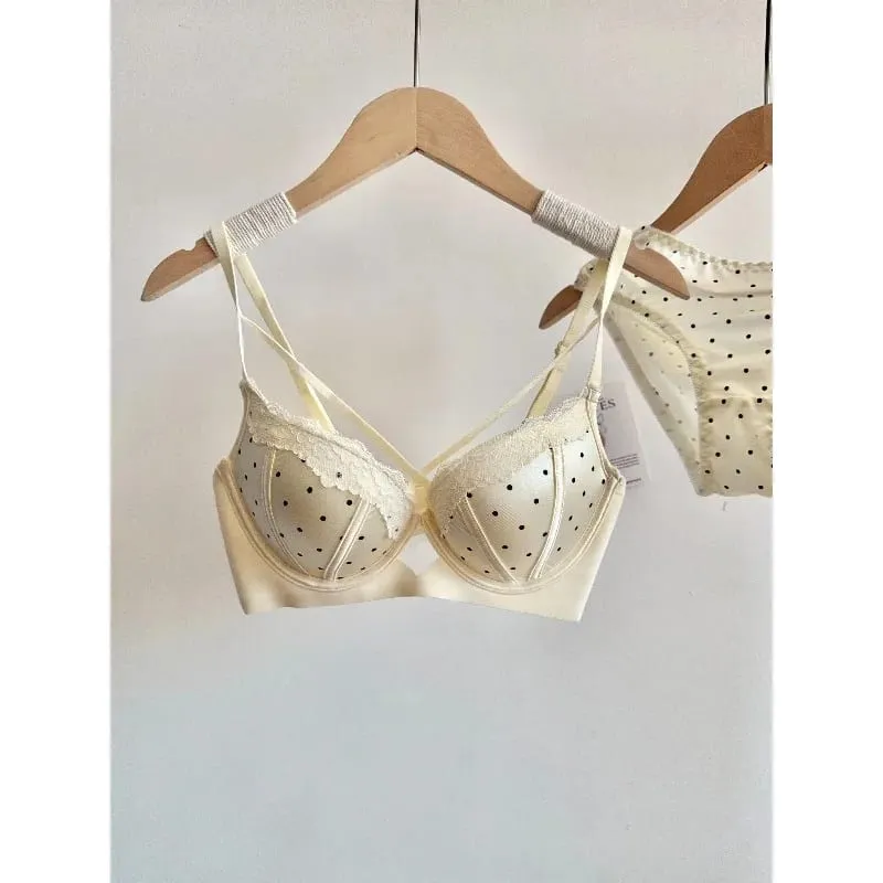 French Lace Push Up Bra Set Polka Dot Small Cup Shaping Sweet Sexy Erotic Lingerie Comfort Underwire Women Intimate Apparel S-xl — image 1