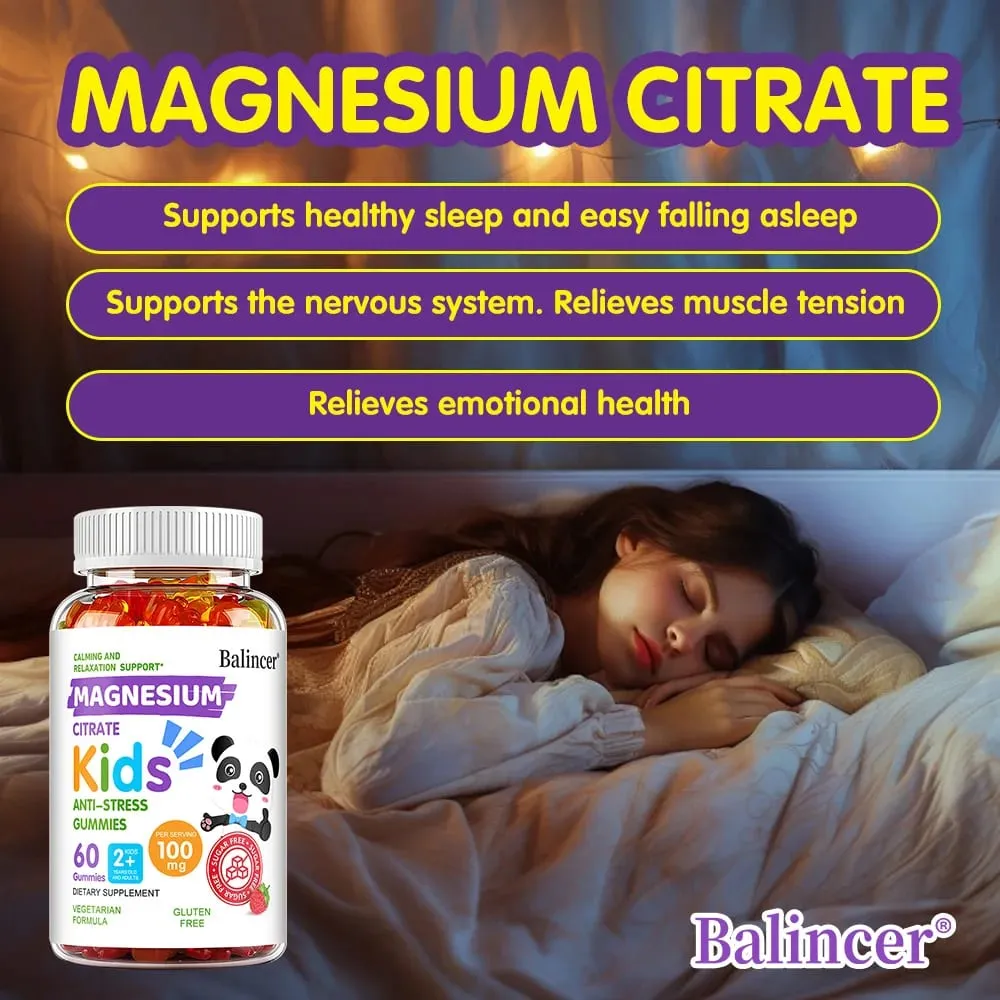 Magnesium Gummies for Children and Adults - Magnesium Citrate Supplement Muscle Support and Calcium Absorption