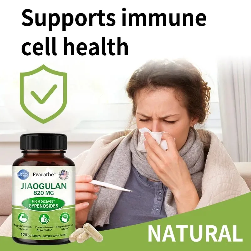 Jiaogulan Extract Supplement High Concentration Relieves Stress Regulates Metabolism Non-GMO Gluten-free 120 Capsules