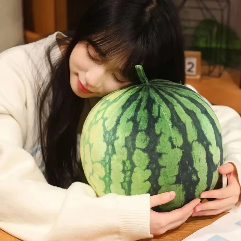 Soft Cotton Watermelon Round Oval Shape Lifelike Watermelon Stuffed Pillow 3D Simulation Funny Design Watermelon Pendant