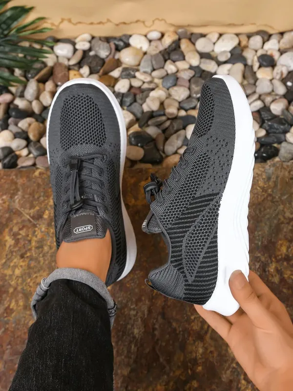 Men's Sports Rubber-Soled Sneakers Solid Color Casual and Fashionable for Daily Commuting Outfits