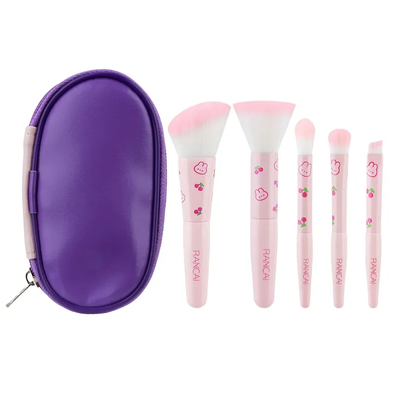 5Pcs Cute Compact Makeup Brush Set na May Case Premium Brush para sa Flawless Foundation Blush Eyeshadow Application Beauty Tools — image 15