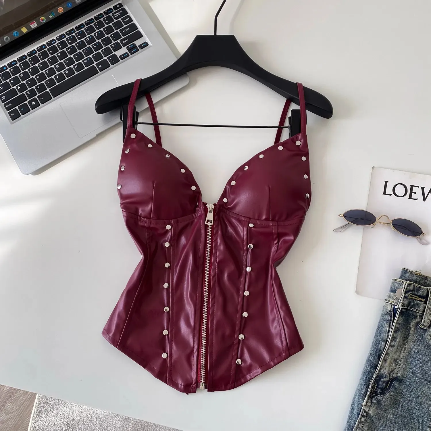 Chic sexy PU basic Camis Fashion Tank Top Women Summer Crop Top Bodysuits Hotsweet Streetwear