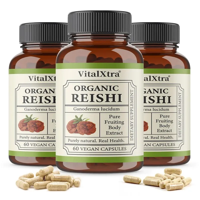 Kapsul Cendawan Reishi 1000mg Ganoderma Lucidum Menyokong Relaksasi Kesihatan Kekebalan Tubuh Tidur & Tenaga Asli Vegan Bukan GMO — image 11