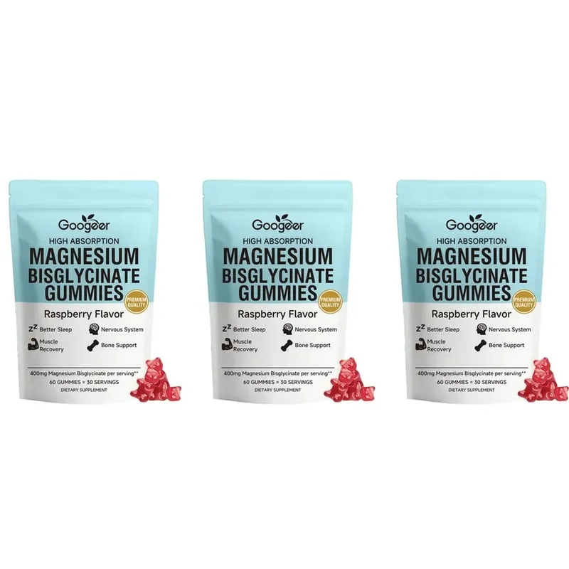 Magnesium Bisglycinate Gummies for Bone Muscle Sleep Support Nervous System Wellness with Vitamin D3 and Zinc 60 Gummies