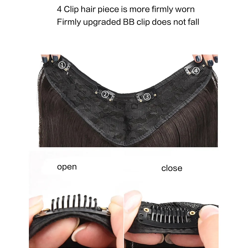 One-Pieces Clip Wig Invisible Synthetic Hair Extensions U-Type Short Straight Extension Women Hairpieces Half Wig Female