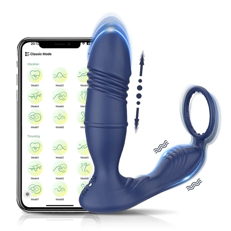 APP Control Thrusting Prostate Massager for Men Telescopic Anal Vibrator for Gay Butt Plug Cock Ring Adult Goods Sex Toy for Men — image 15