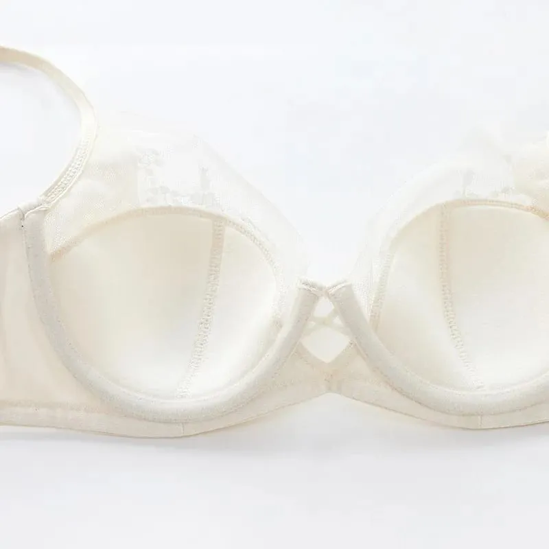 Thin Cup Lightly Lined Mesh Floral Lace Push-up Bra and Panties Set Beautiful Underwear for Woman Brassiere Sexy Lingerie — image 5