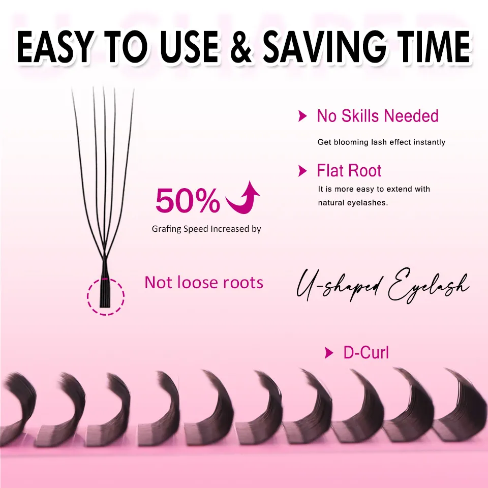 U-Shaped 3D 4D 5D Eyelash Extensions Faux Mink Premade Fans Lashes Easy Grafting Hand Woven Matte Black Volume W YY Shape Lashes — image 5