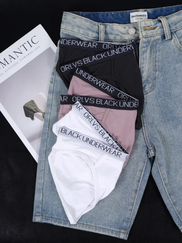 3PCS Men's ORLVS Triangle Briefs Low Rise Soft Breathable Stretch Cotton Underwear