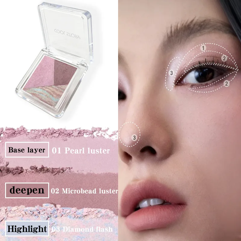 3 Colors Marble Baked Eyeshadow Palette Matte Shimmer Glitter Eye Shadow Waterproof Long Lasting Earth Tone Eye Makeup Cosmetics