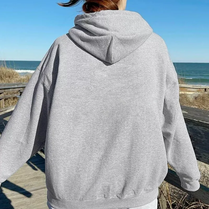 Women candy colored dopamine sweatshirt in spring and autumn colors, oversized shoulder long sleeved pullover hooded sweatshirt — image 5
