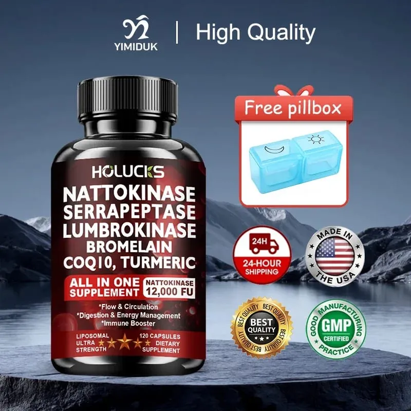 Nattokinase Serrapeptase Supplement Support Circulation Energy Inflammation Relief & Overall Body Health for Adults — image 1