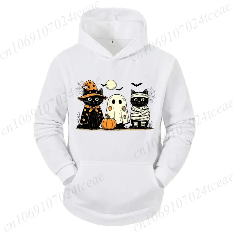 Black Cat Pumpkin Hoodies Ghots Gothic Fall Cat Sweatshirts Sweatshirts Halloween Spooky Season Tracksuits Halloween Party Gift