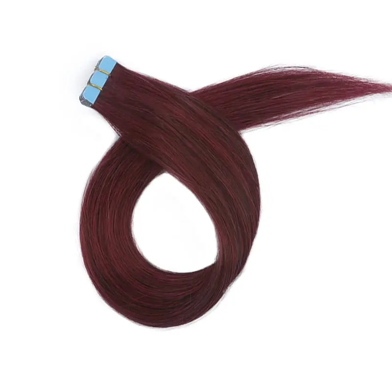 Mini Tape In Hair Extensions Human Hair Colored Skin Weft Machine-Remy Natural Tape in Extensions Purple 10pcs/pack 12-20 inch