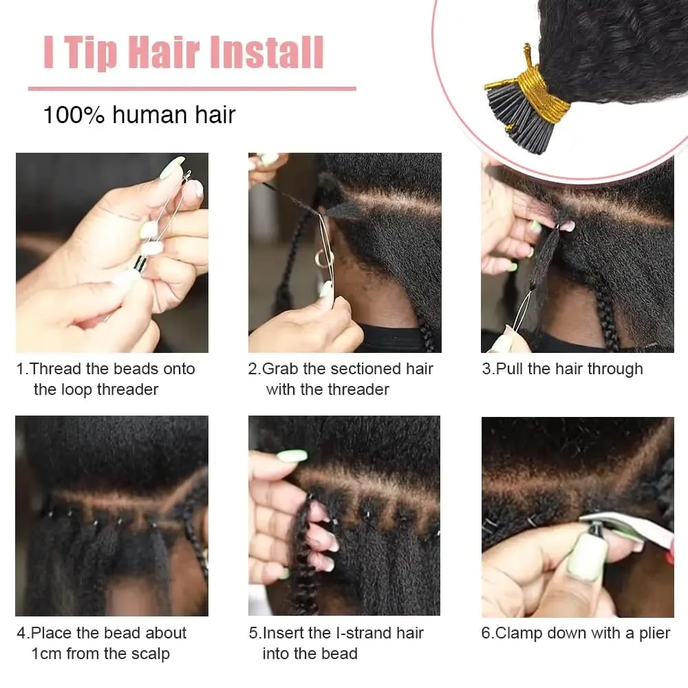 Estensioni dei capelli con punta I Capelli umani lisci crespi #1B Pre incollati Remy Micro Link Estensioni dei capelli umani Nero naturale 1 g/filo