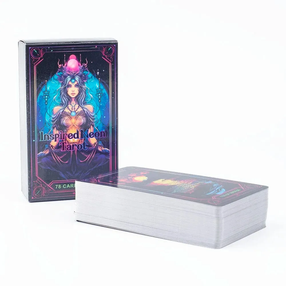 Inspired Neon Tarot Deck 78 Cards English Visions Divination Edition 10.3x6cm Board for Playing Games And Divination