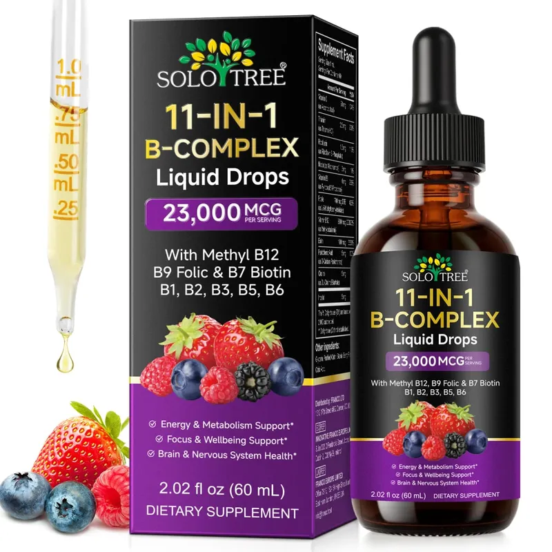 11 i 1 Vitamin B Complex Drops 23000mcg Vitamin B Oral Flydende Supplement til Energi Daglig Wellness Support 30 ML