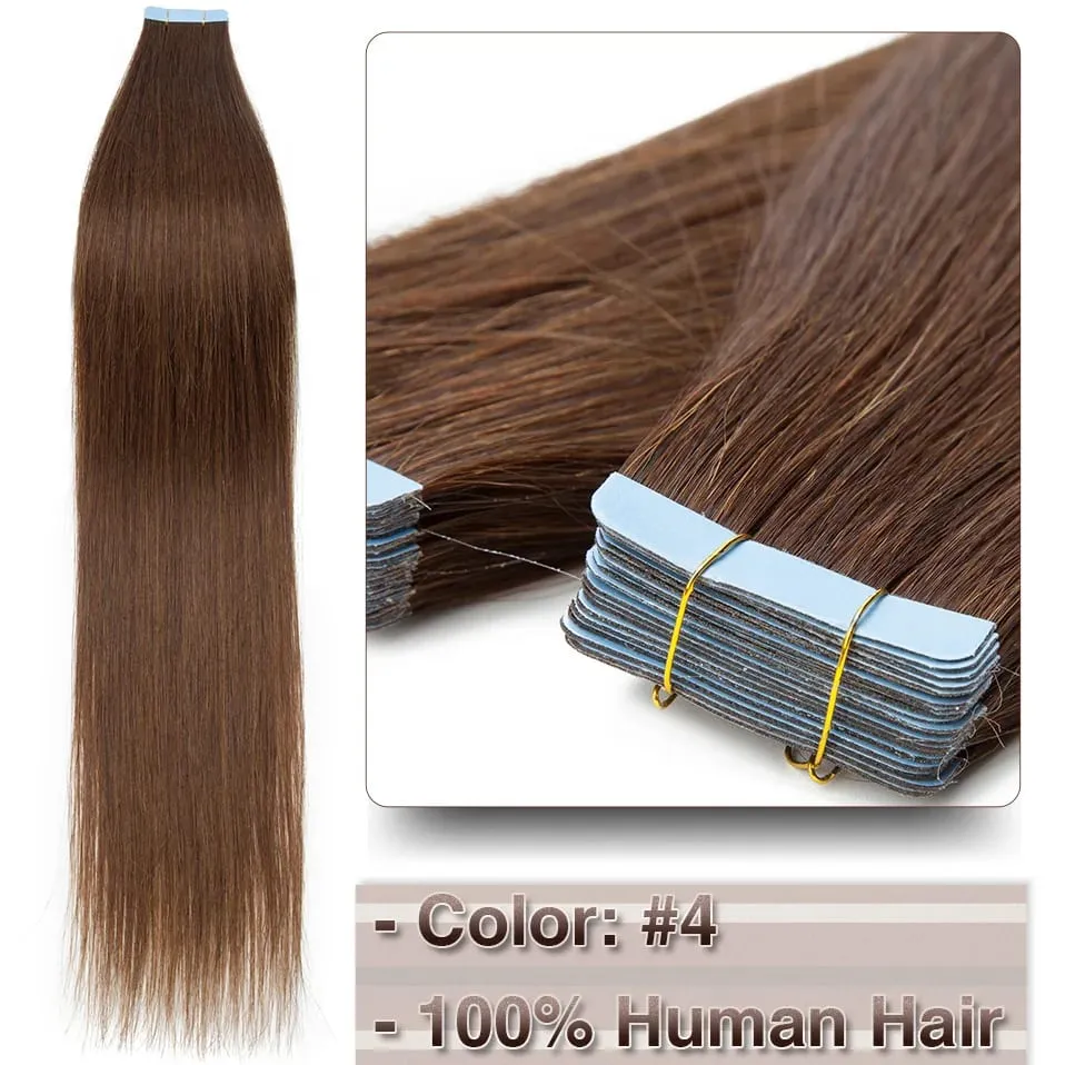 Double Stitched Tape in Human Hair Extensions Straight Invisible Seamless Skin Weft Tape In Hair Extensions For Women