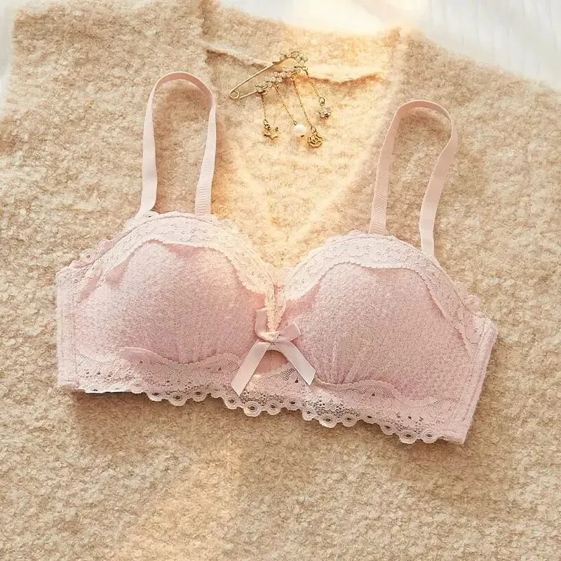 Lace Sexy Lingerie Set Push Up Thick Padded Small Breast Enhance Shaping Half Cup Bra Concealed Brief Intimates Underwear