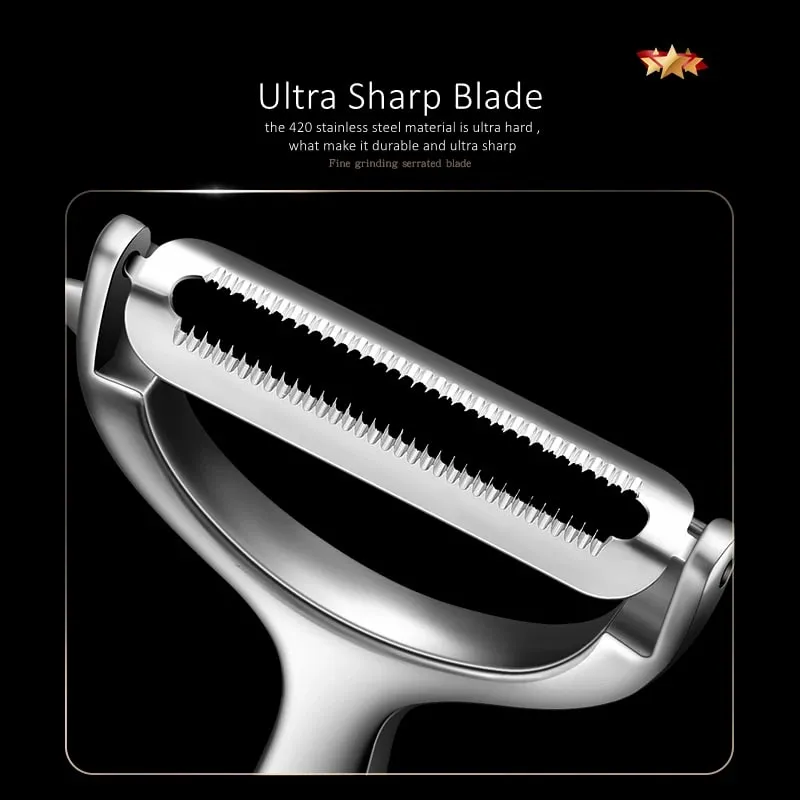 LFGB Certificated Pure 304 Stainless Steel Peeler Ultra Sharp Blade Fruit and Vegetable Zester Family Kitchen Peeling Tool