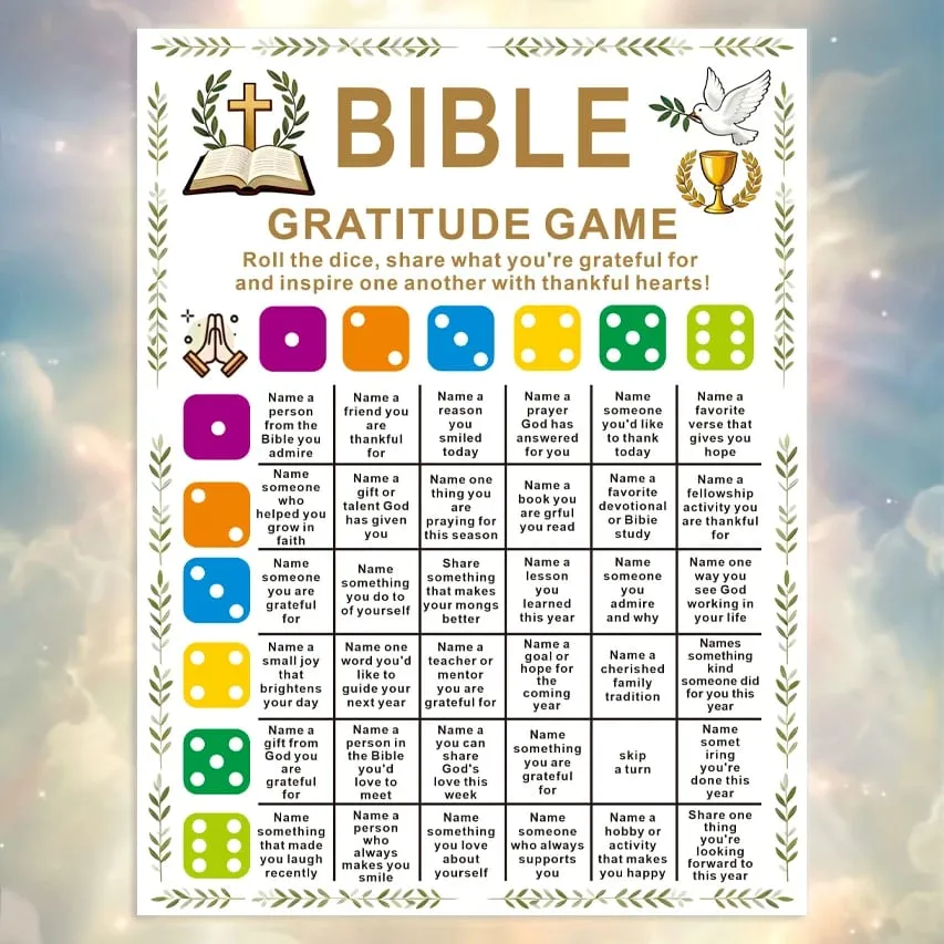 Bible Gratitude Games & Bible Dice Games (Without Dice) Christmas Party Games Christmas Cheerful Religious Game Style Adult