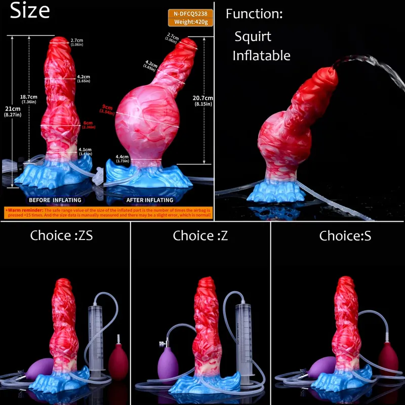 Gode ​​gonflable en Silicone avec nœud d'éjaculation, circonférence réglable, fantaisie, pénis de cheval, jouets sexuels pour adultes, dilatateur Anal