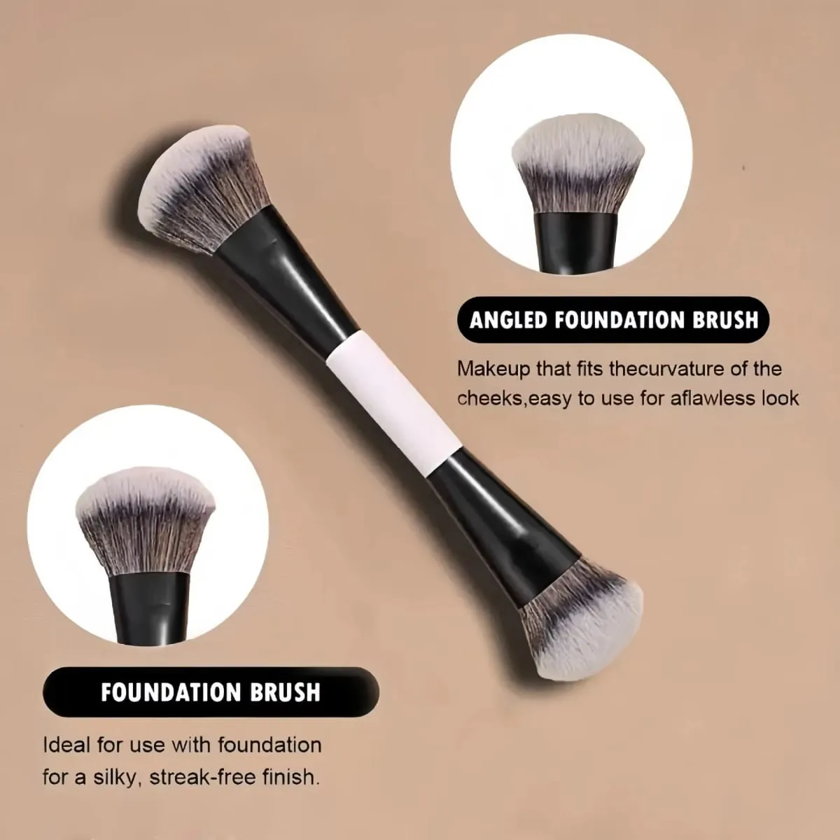 1pc Double Ended Angled Foundation Makeup Brushes Multifunctional Blush Make Up Brush Wood Handle Cosmetic Tool Mari F4