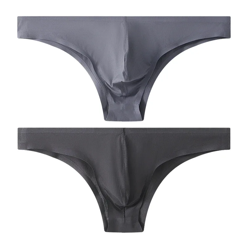 Sous-vêtements pour hommes, demi-hanche, petit Triangle, taille basse, Sexy, jeunes hommes, slip en soie glacée, sans couture, culotte d'été légère et respirante