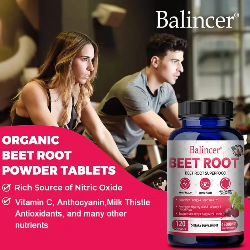 Beetroot Capsules 2500mg Support Daily Blood Circulation Cardiovascular Wellness Physical Endurance & Immune Balance