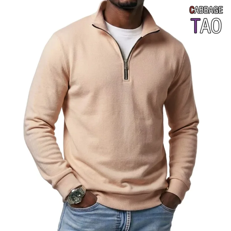 Mens Outdoor Quarter Zip Sweatshirts Casual Half Zip Pullover Hoodies Solid Color Spring Autumn Tops for Gym and Daily Tops