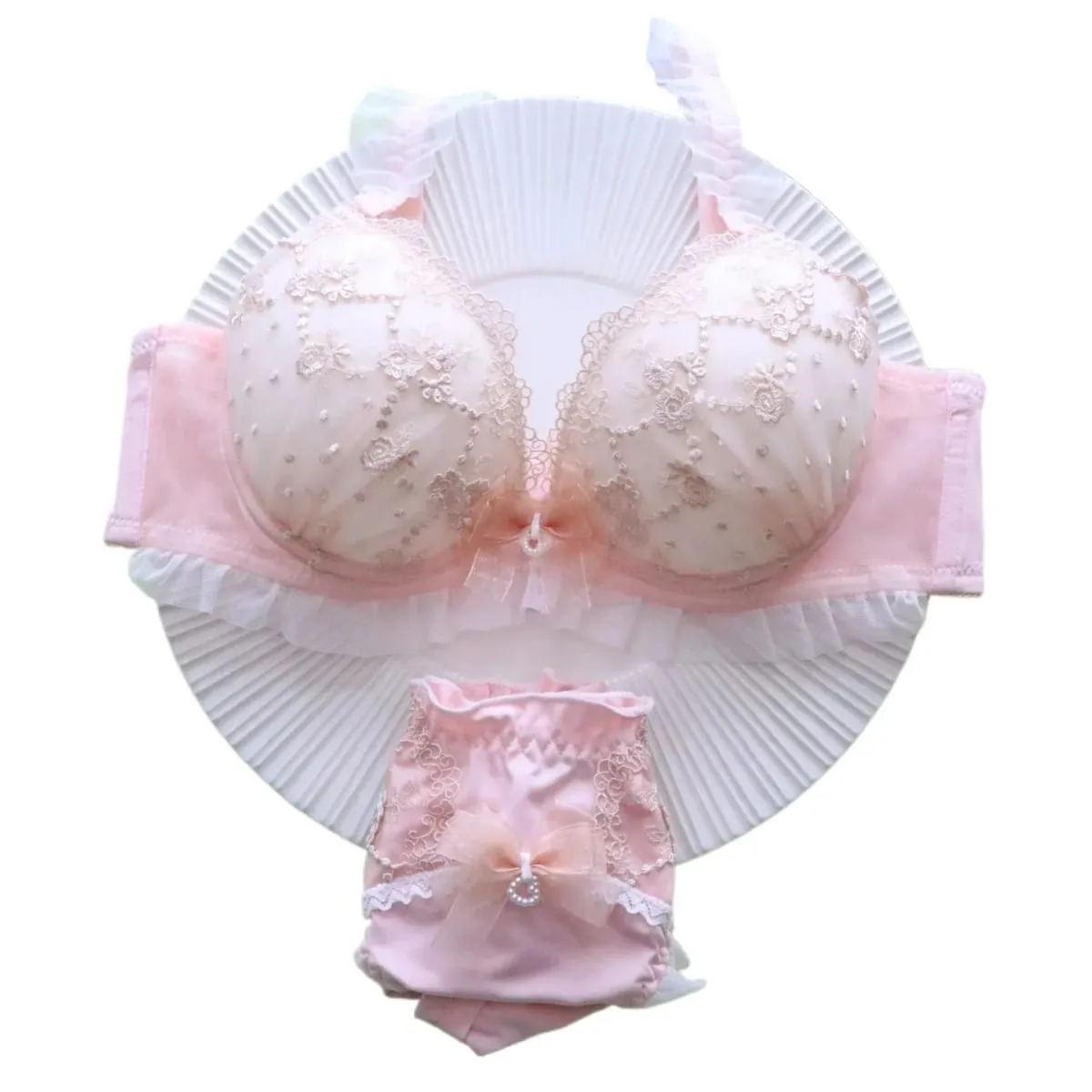 Sexy Lace Lingerie Set for Women Push Up Underwire Bra with Low Plunge Design Breathable & Comfortable