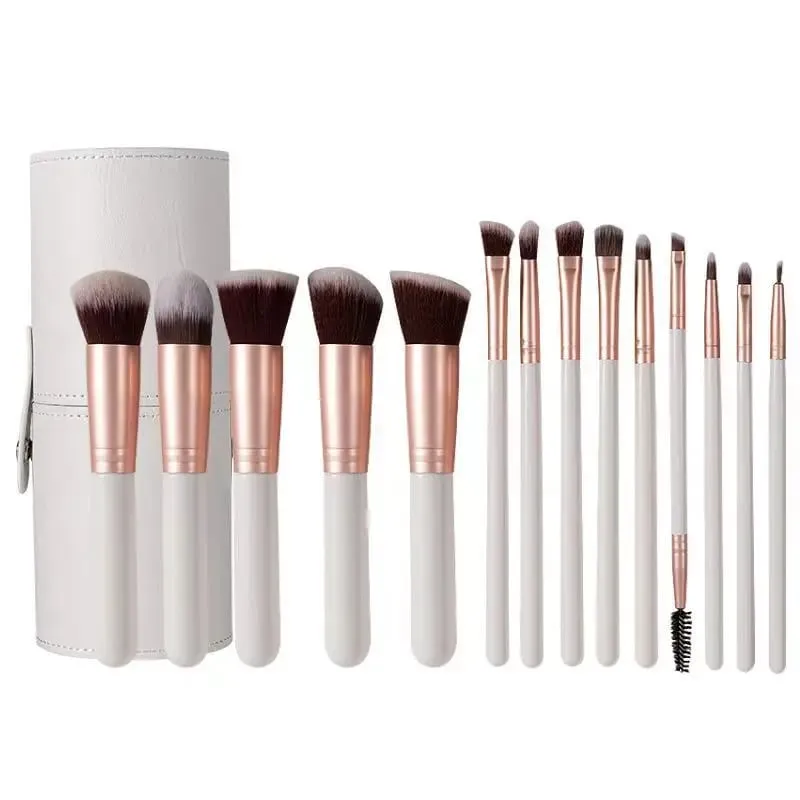 14-teiliges Make-up-Pinsel-Set mit beleuchtetem Spiegel, tragbares Make-up-Pinsel-Set mit kurzem Griff und LED-Licht, wiederaufladbar über USB