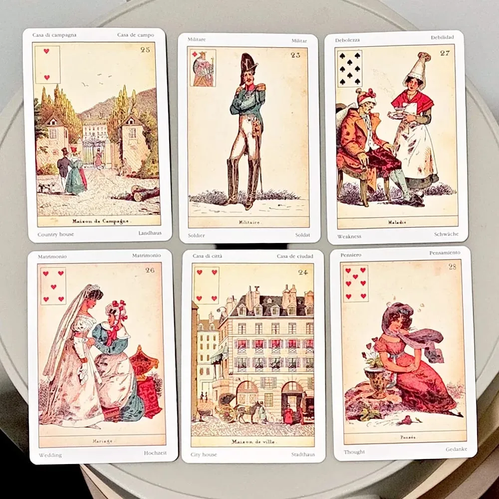 Sibilla Indovina Oracle Cards 10,5 * 6 cm Vintage 52 cartes Divination Deck - Style victorien multilingue
