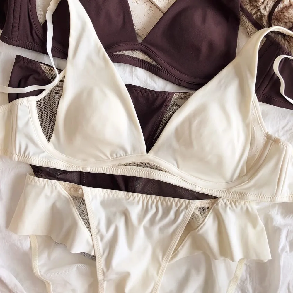 French Sexy Deep V Push Up Bra Set Women Ultra Thin Seamless Underwear High Quality Comfort Bralette Hollow Intimates Lingerie — image 5