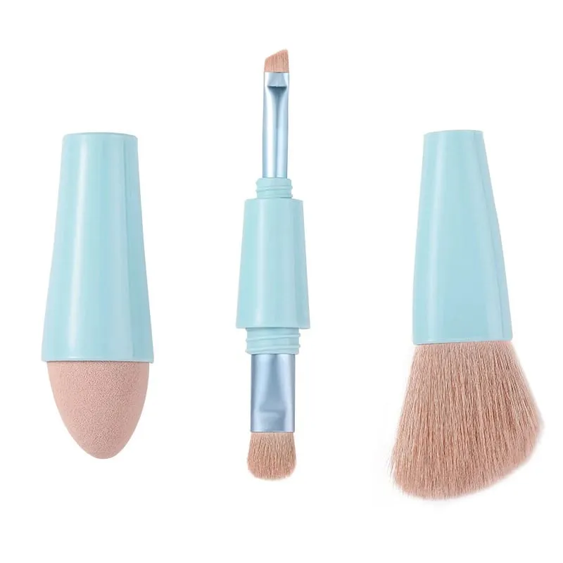 【B】1PC 4 In 1 Travel Portable Multitasker Beauty Tools Makeup Brushes Detachable Makeup Brush Set Make Up Brushes