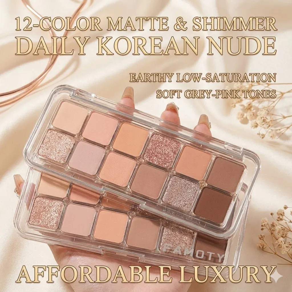 Palette de fards à paupières 12 couleurs à faible Saturation, tout mat, thé abricot, maquillage pour les yeux, maquillage quotidien de la terre, ombres à paupières longue durée